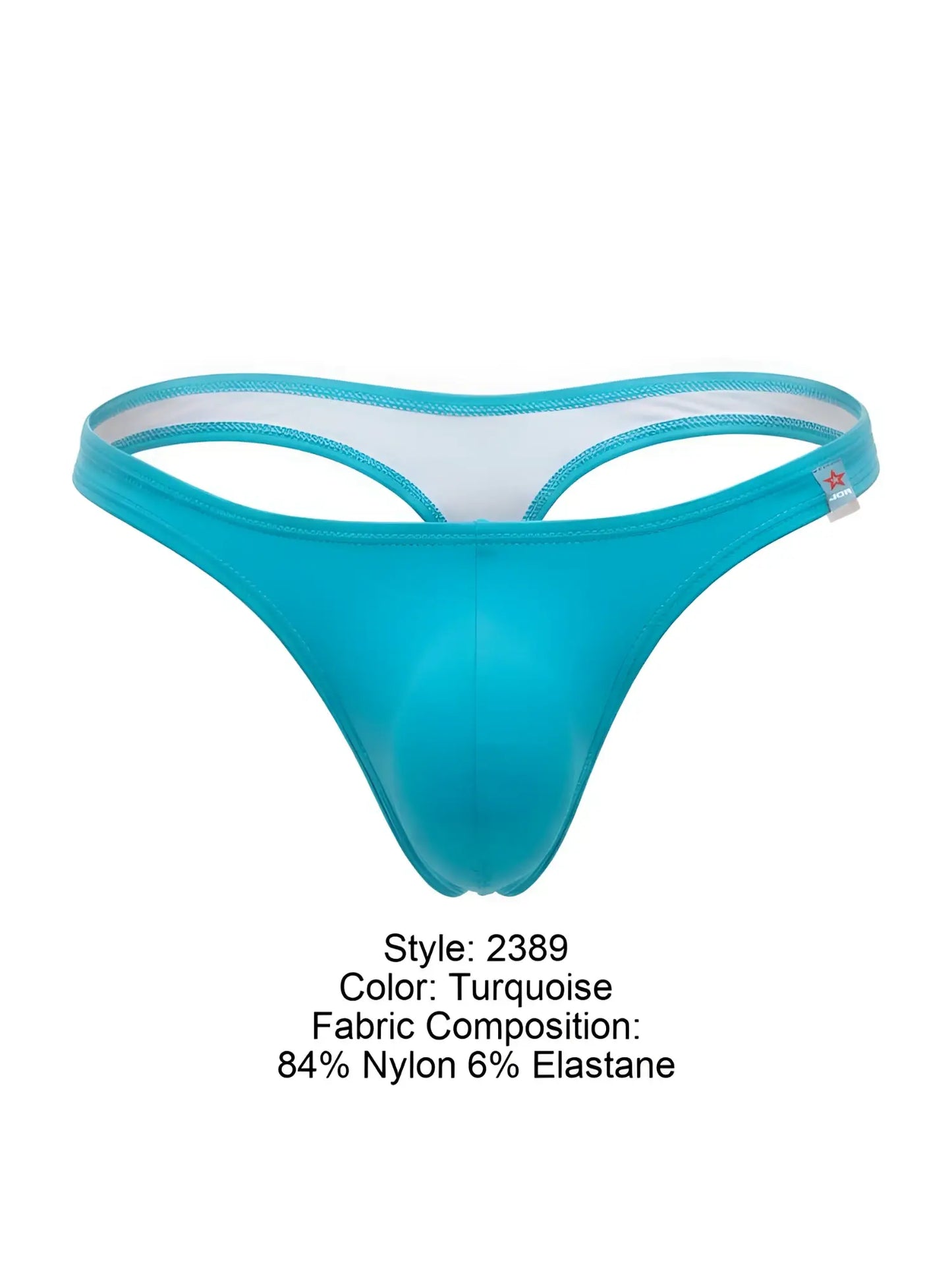 Jor 2389 travel swim thong in turquoise nylon and elastane with white inner lining for comfortable wear