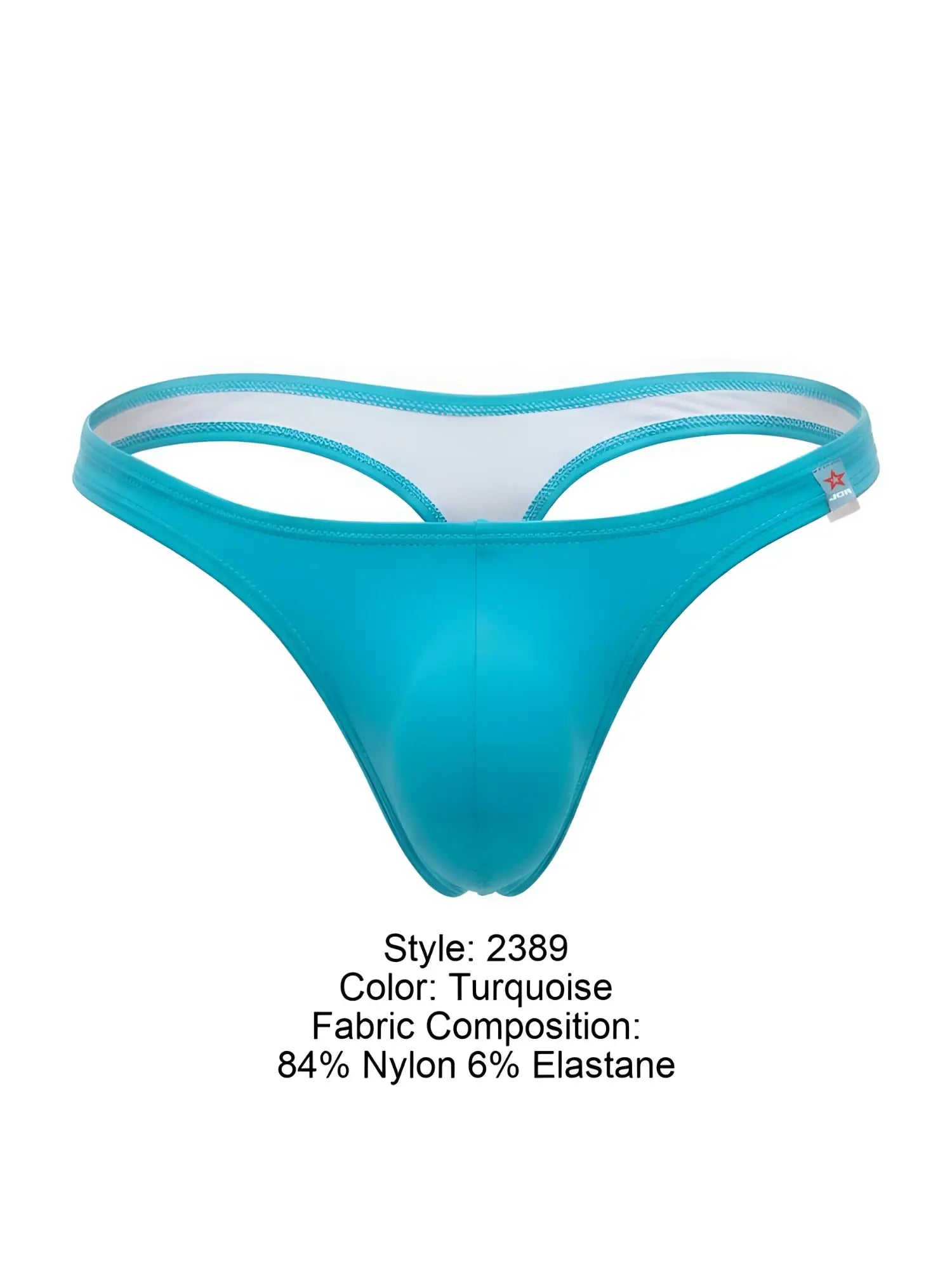 Jor 2389 travel swim thong in turquoise nylon and elastane with white inner lining for comfortable wear