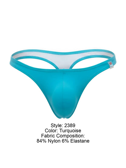 Jor 2389 travel swim thong in turquoise nylon and elastane with white inner lining for comfortable wear