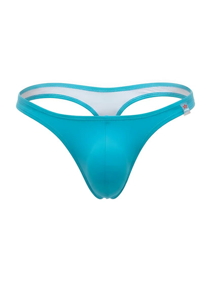 Turquoise silicone travel swim thong with white inner lining and small red star logo on the side jor 2389