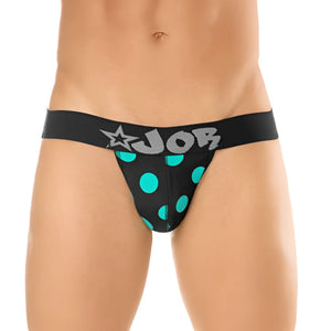 Black Jor AQUAMARINE G string thong underwear size M with teal polka dots and silver star logo on waistband