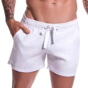 White jor arrecife copacabana mini shorts with drawstring elastic waistband relaxed fit swimwear size m