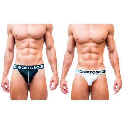 CA-RIO-CA Gostoso Varsity Cotton Jockstrap -2-pack Black & White pair Underwear