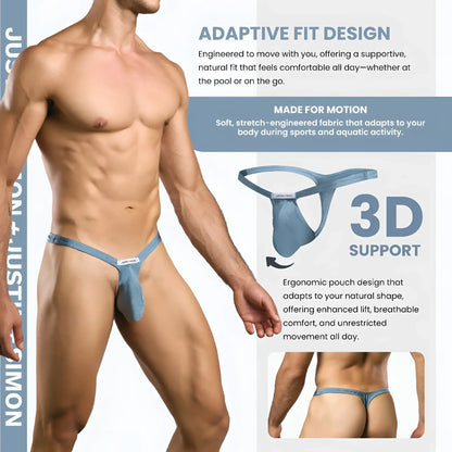 Justin + Simon bulge thong blue adaptive-fit athletic briefs with 3d support and stretch-engineered fabric for motion