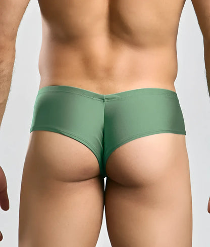 Green justin + simon cheek low-rise briefs made of smooth stretchy fabric with a form-fitting design