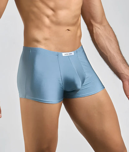 Justin + Simon classic boxer light blue jeans boxer briefs with smooth stretchy fabric and subtle waistband label