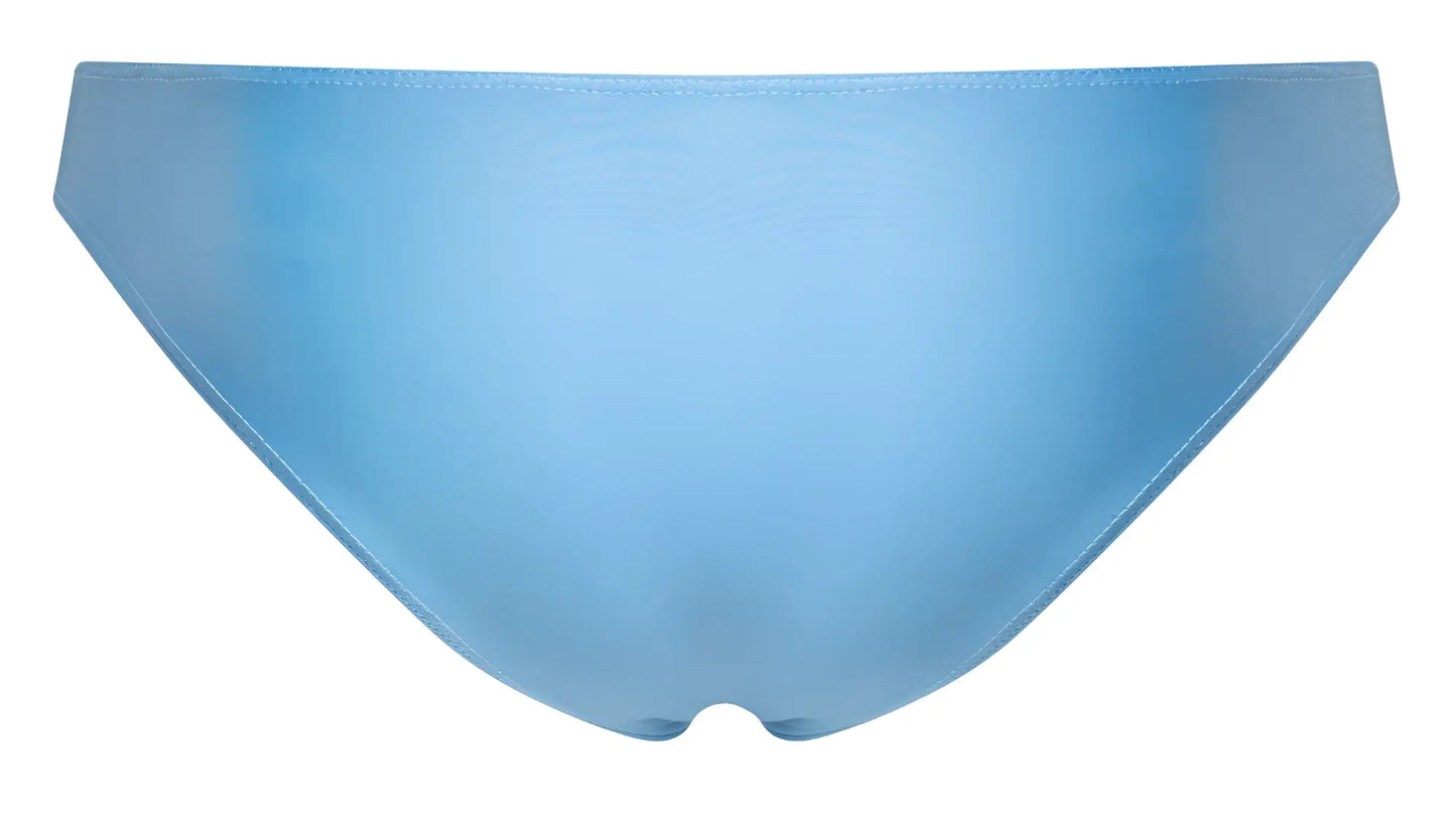 Justin+Simon xsj01 classic bikini bottom in baby blue with smooth satin finish and clean edge stitching