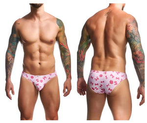 Pink bow-patterned swim trunks by justin simon xsj01 classic bikini color coquette for stylish beachwear