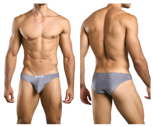 Gray sparkly briefs with a subtle textured pattern from justin simon classic bikini color lurex gray collection