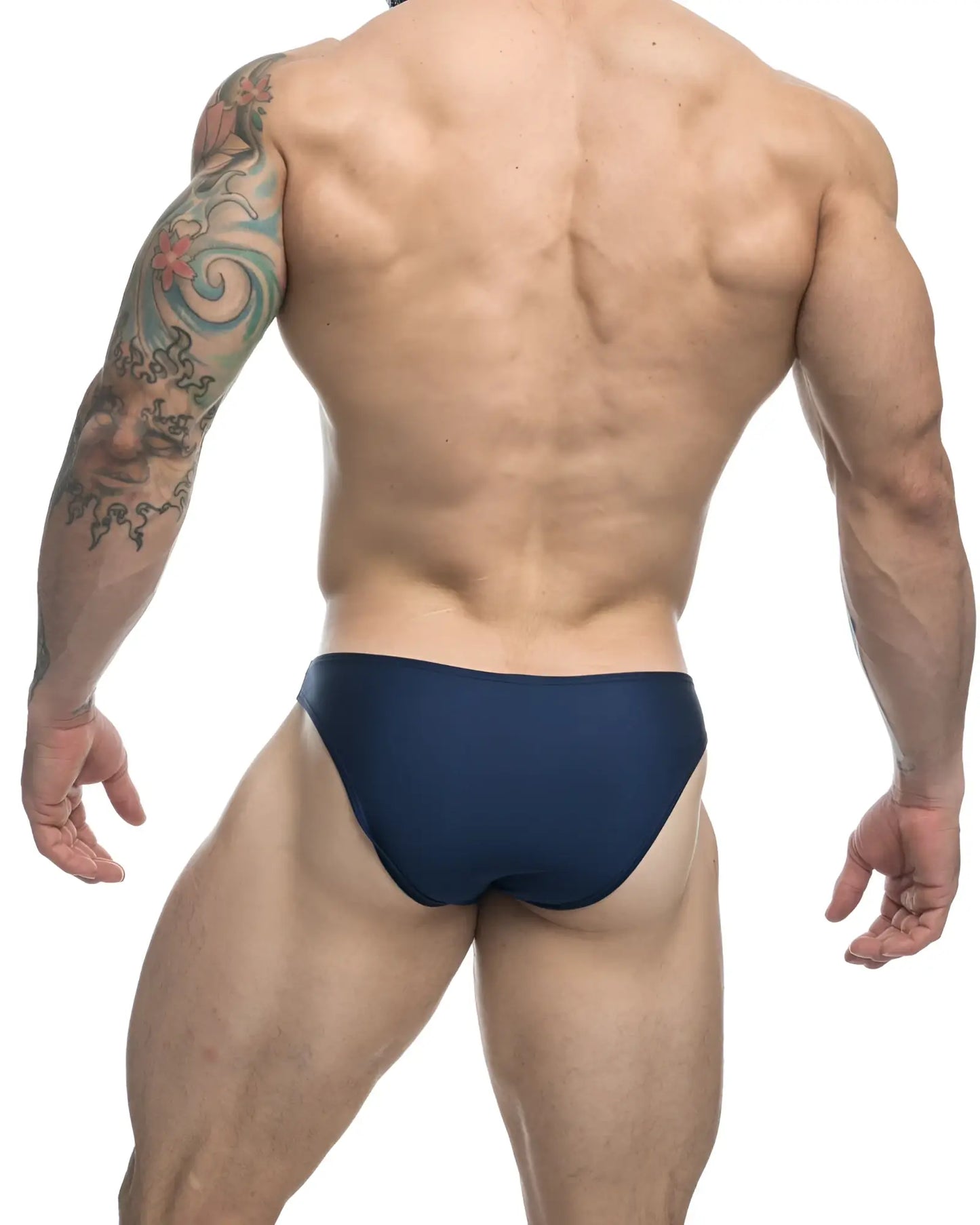 Navy blue classic bikini briefs by justin simon in size xs with a comfortable fit and soft material