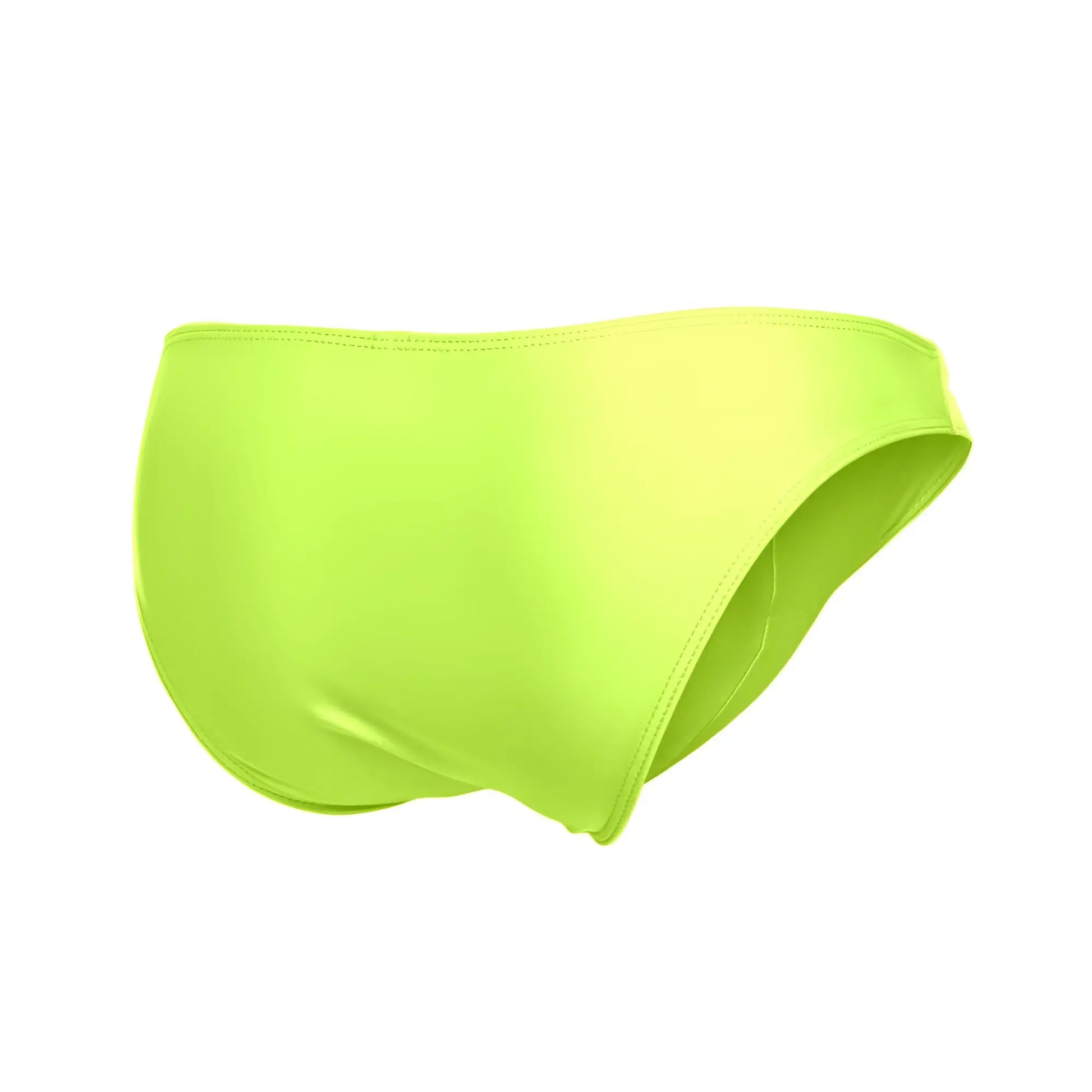 Justin Simon xsj01 classic bikini neon green high-waisted swim trunks with smooth stretchy fabric finish
