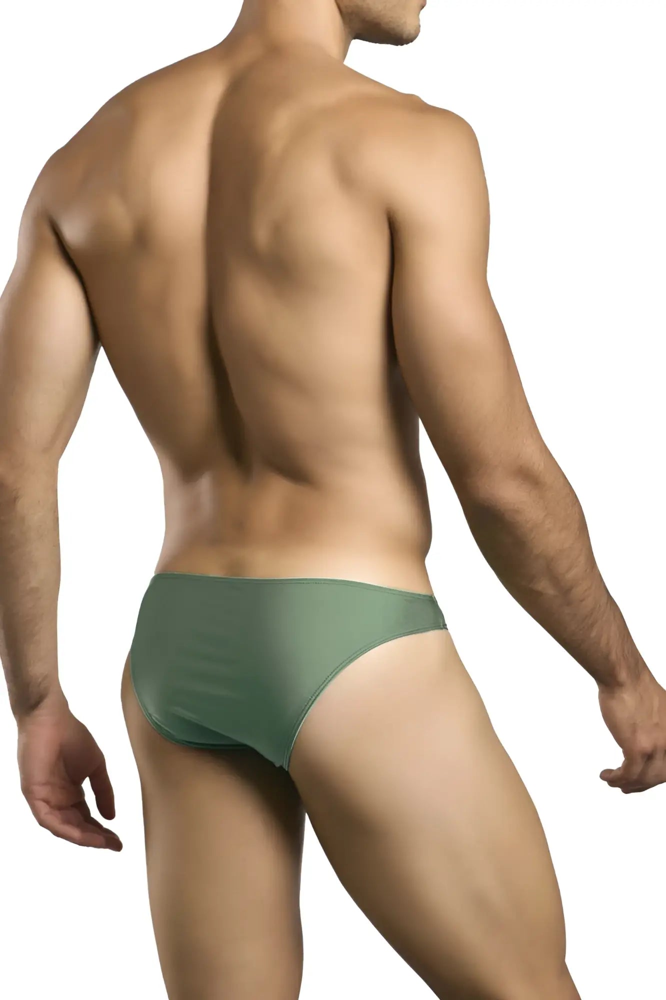 Olive green sheer mesh briefs in justin simon xsj01 classic bikini style for comfortable everyday wear