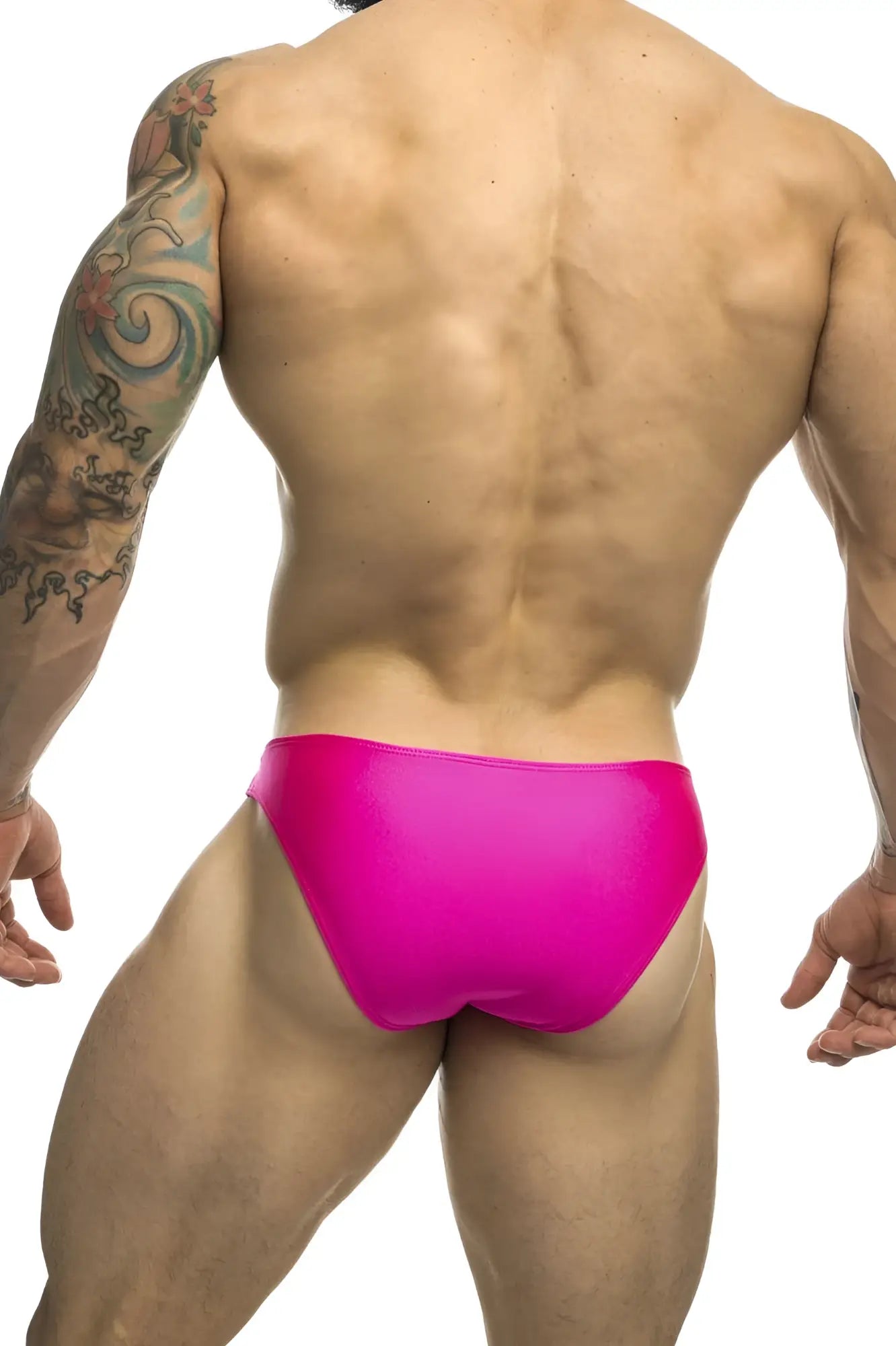 Justin simon xsj01 classic bikini bright pink shiny fabric swim trunks ideal for swimming and beachwear
