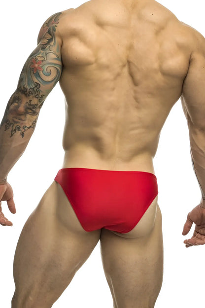 Red swim trunks justin simon xsj01 classic bikini in vibrant red suitable for swimming and beachwear