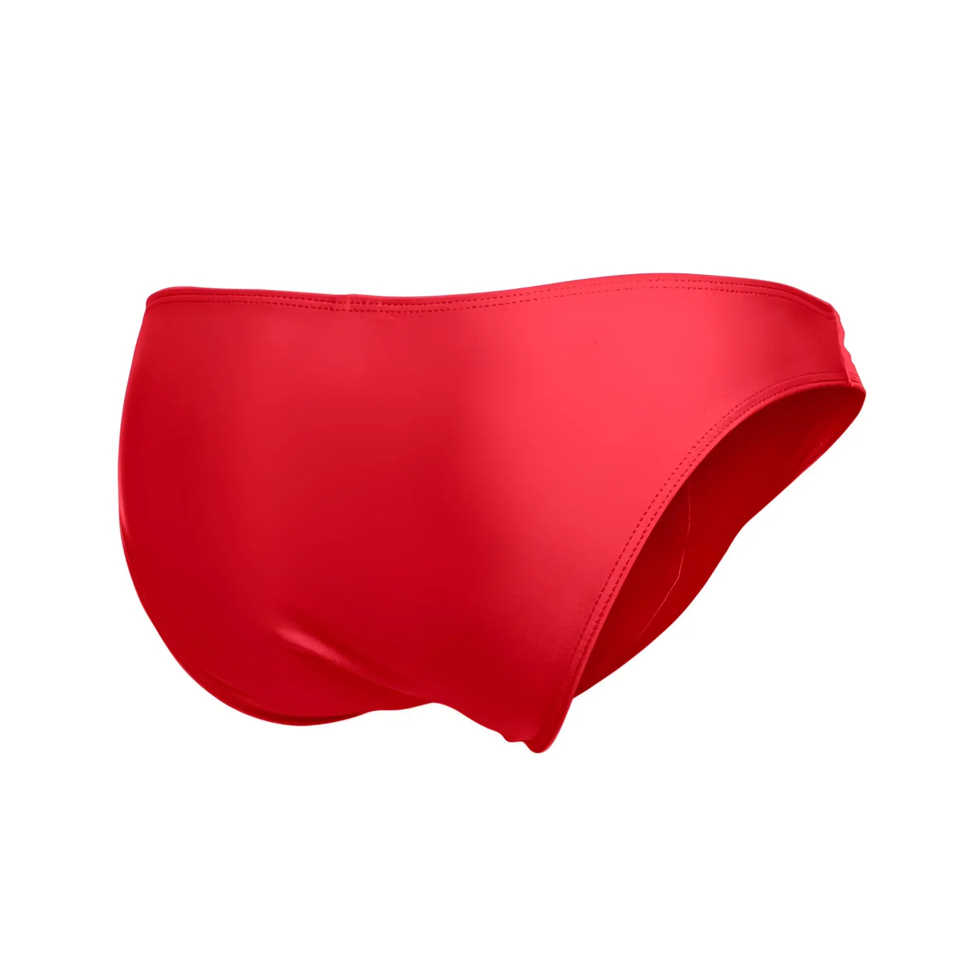 Vibrant red justin simon xsj01 classic bikini swim trunks with sleek smooth fabric finish