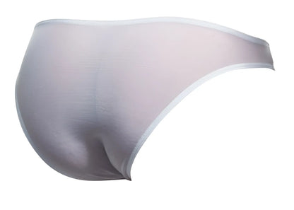 Justin simon xsj01 classic bikini transparent white mesh briefs with smooth seamless design front view