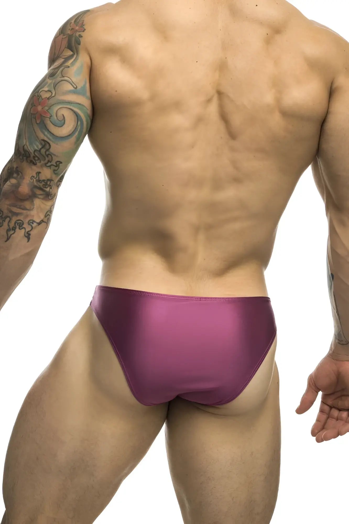 Purple satin briefs justin simon xsj01 classic bikini in wine color made of smooth satin fabric