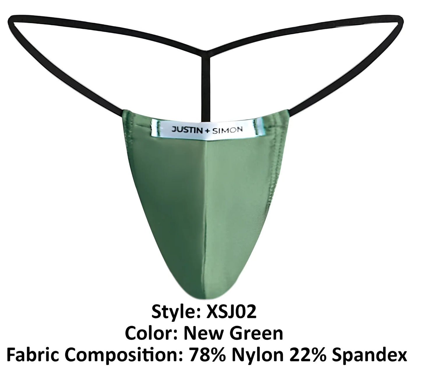 Justin simon xsj02 classic g-string new green thong in sleek form-fitting nylon spandex fabric back side shown