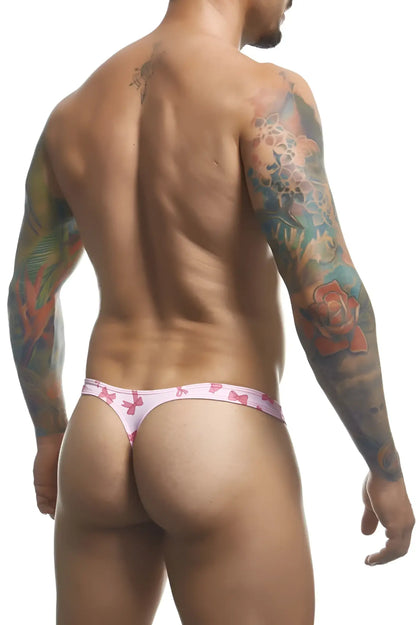 Justin simon classic pink thong with small pink bow pattern in coquette color for comfortable everyday wear