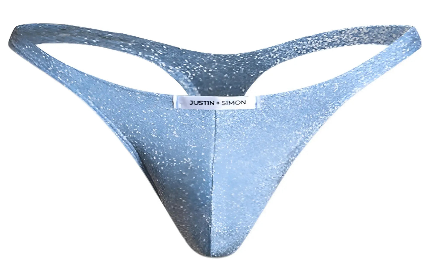 A shimmering light blue glittery lurex thong from justin plus simon classic thongs xsj03 collection