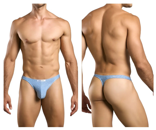 Justin simon xsj03 classic light blue textured men’s thong with subtle pattern and small front brand tag