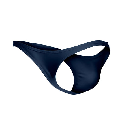 Navy blue thong from JUSTIN+SIMON XSJ03 made of smooth stretchy fabric with sleek minimalist design showing back side