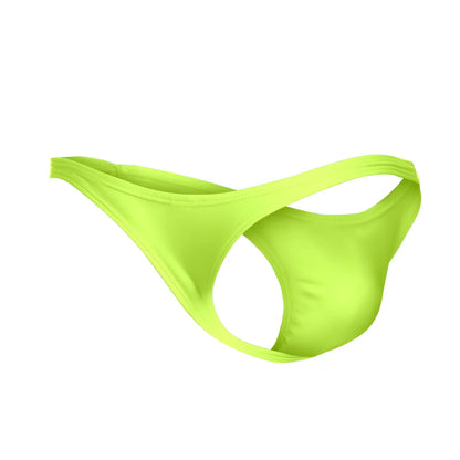 Bright neon green justin simon xsj03 classic thong made of smooth stretchy fabric with sleek minimalist design