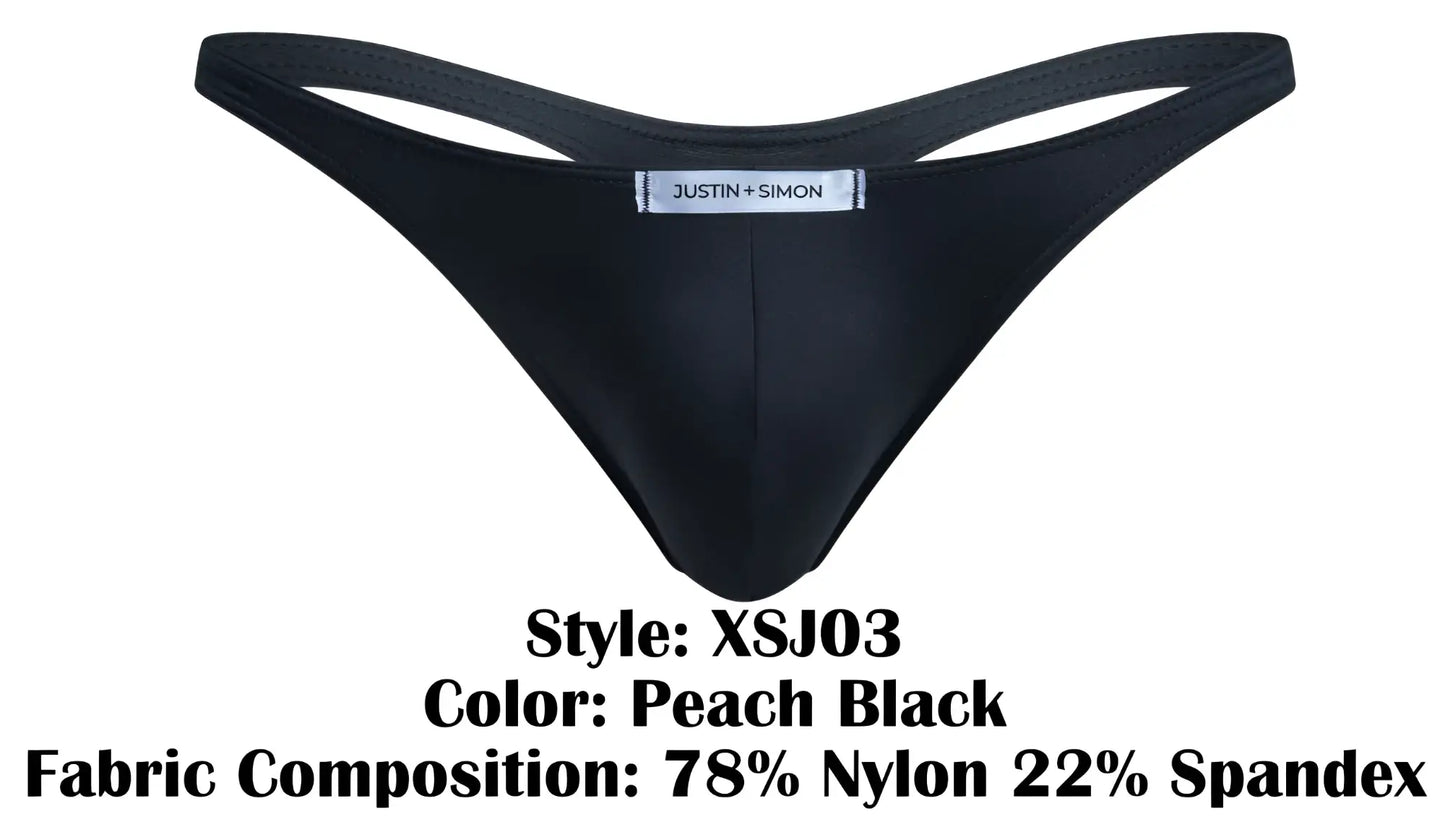 Black peach black thong by justin simon style xsj03 classic thong in peach and black for comfortable everyday wear