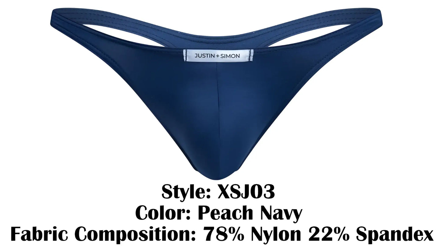 Navy blue and peach thong by justin simon style xsj03 featuring classic design perfect for everyday wear