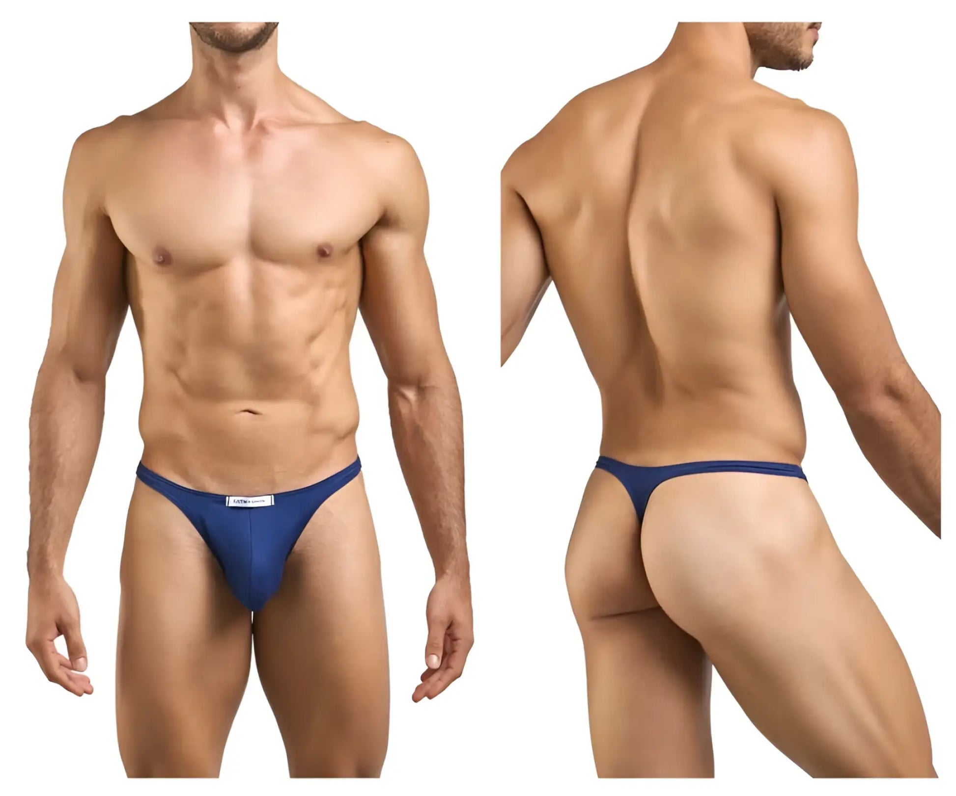 Justin simon xsj03 classic blue thong with small white front label in peach navy color combination