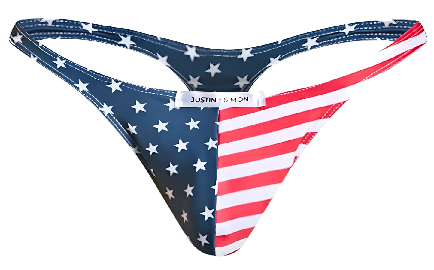 Justin plus simon classic thong with blue red usa flag colors and white stars in XSJ03 style