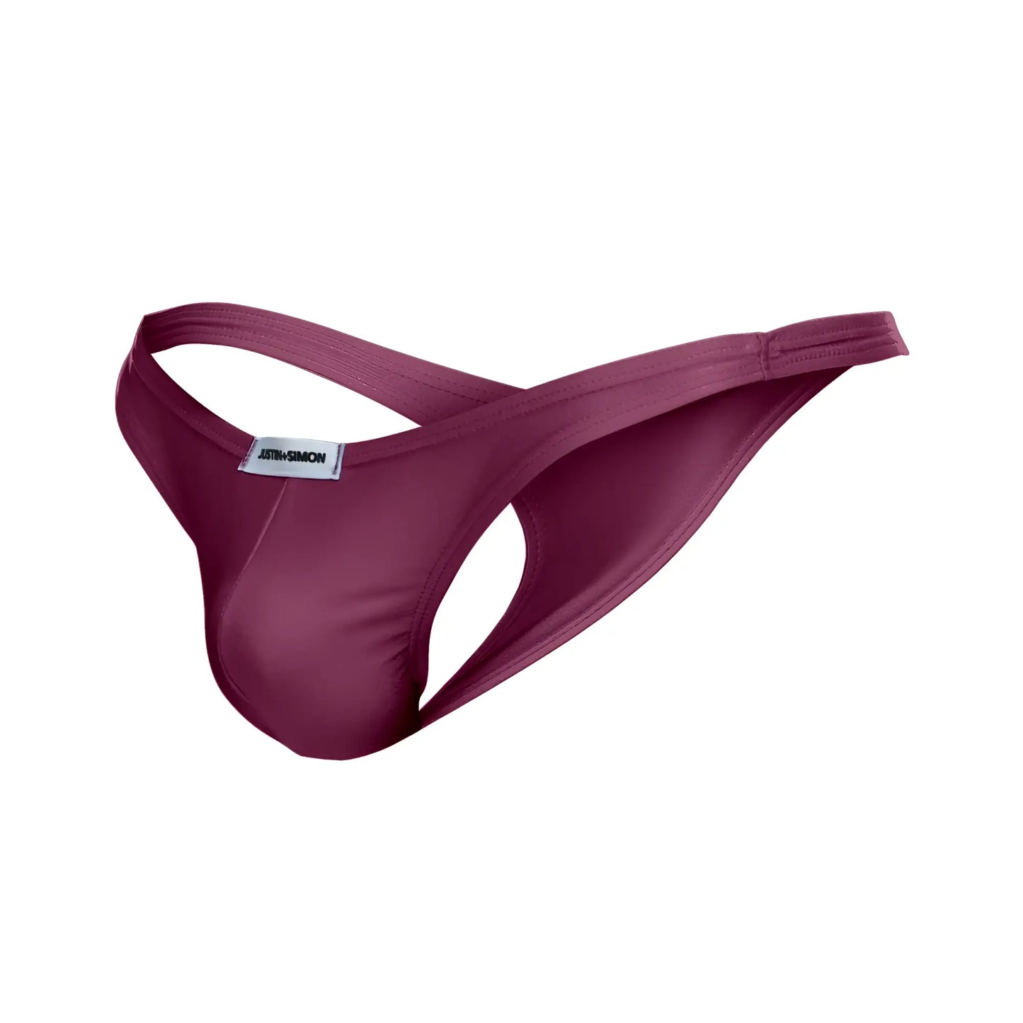 A maroon smooth-textured thong with adjustable straps from JUSTIN Simon classic thongs color wine collection