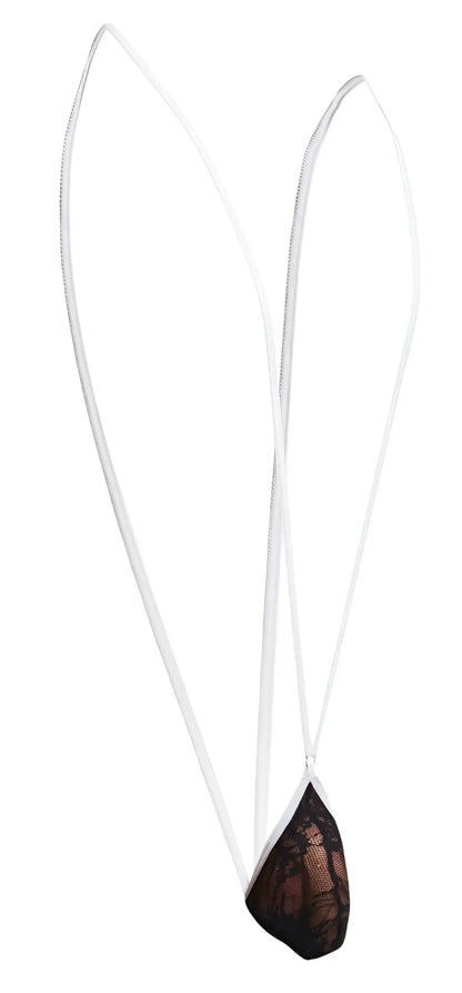 Justin simon xsj04 sling black lace pendant necklace with teardrop design and white cord for elegant wear