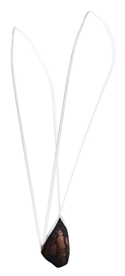 Justin simon xsj04 sling black lace black lace teardrop pendant suspended from a white cord