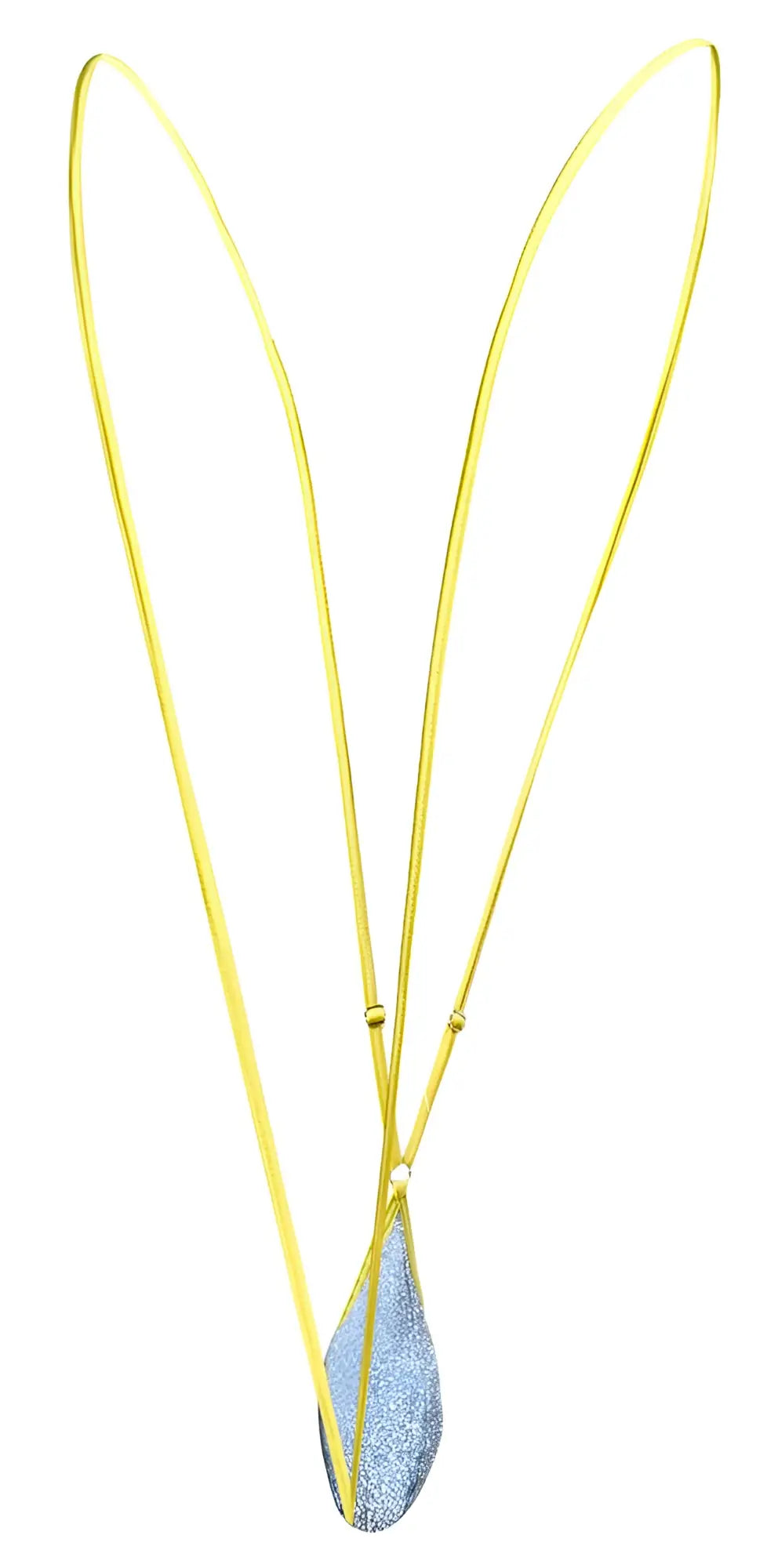 A delicate justin simon xsj04 sling color lurex blue gold-toned necklace with a shimmering blue glitter teardrop pendant
