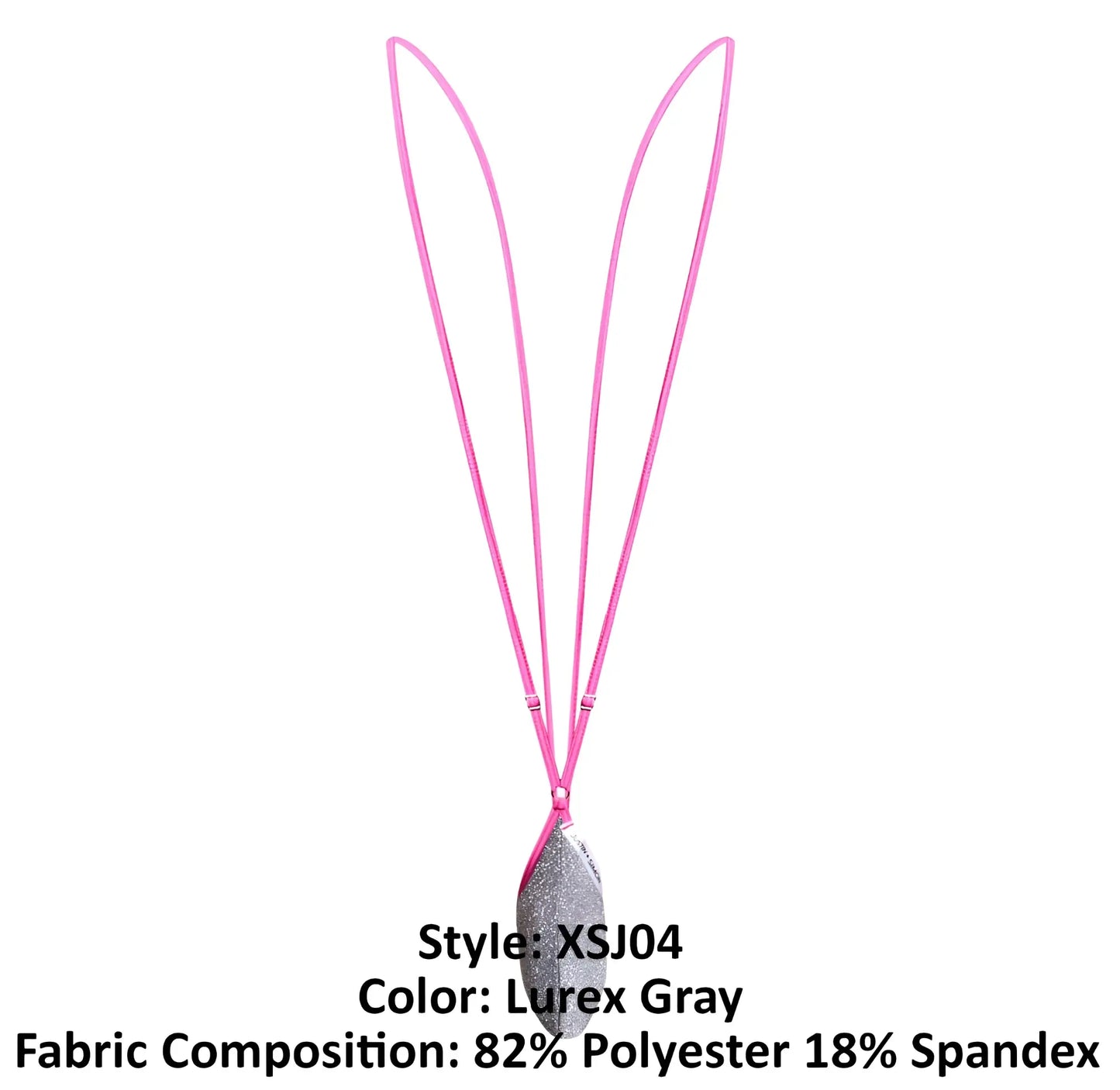 Justin simon xsj04 sling color lurex gray pink lanyard with a silver glittery teardrop pendant