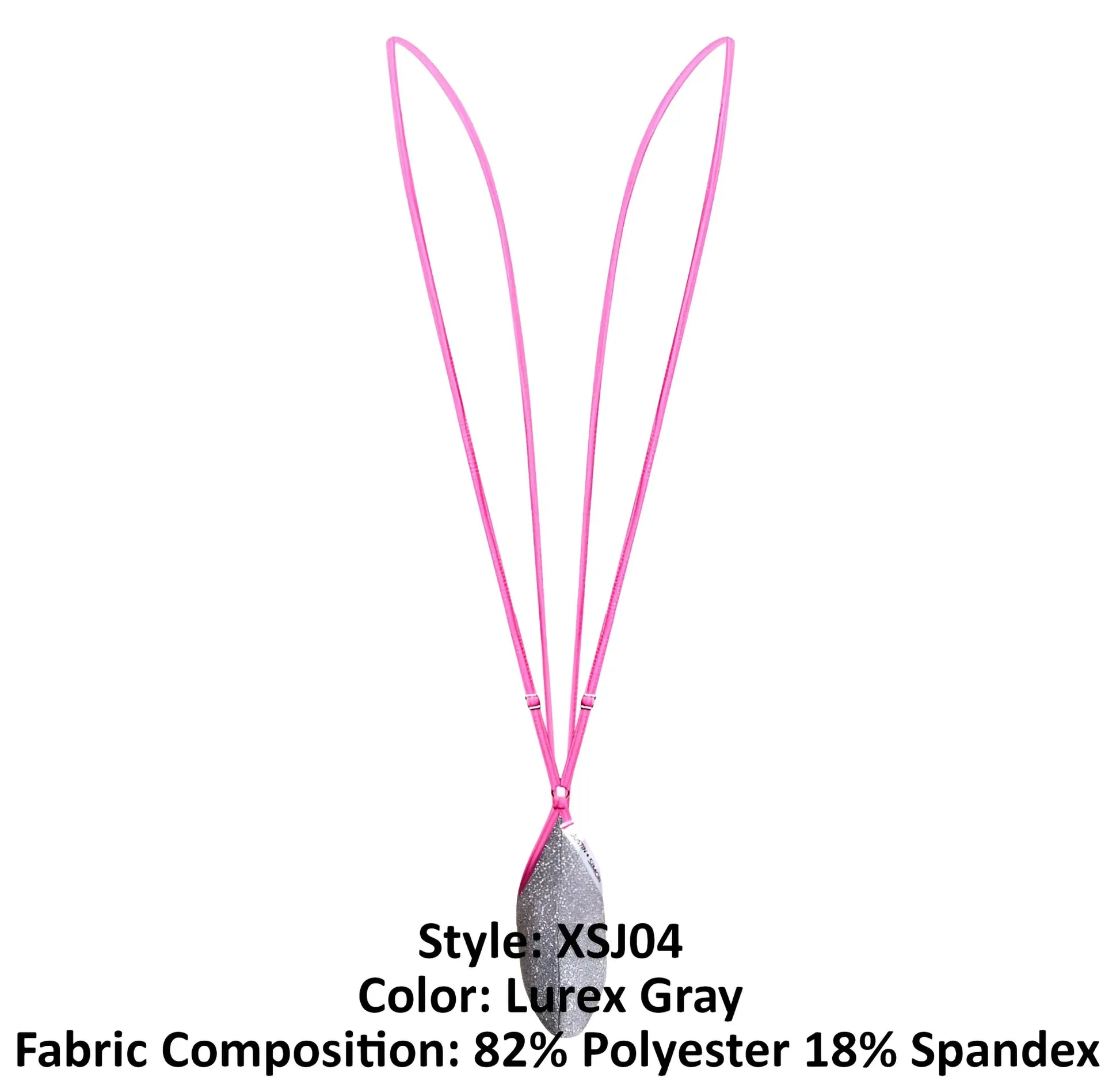 Justin simon xsj04 sling color lurex gray pink lanyard with a silver glittery teardrop pendant