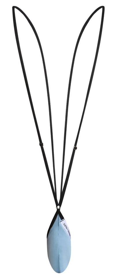 Light blue sleek teardrop-shaped pendant on black cord for justin simon xsj04 sling color metal green product