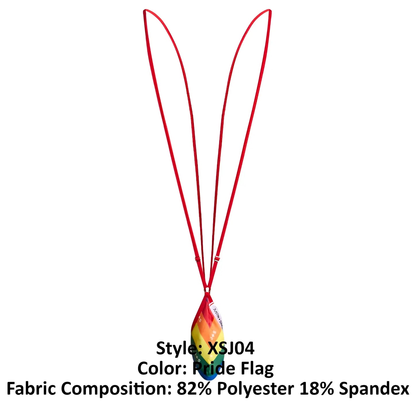 Justin+simon xsj04 sling color pride flag rainbow lanyard with vibrant tapered pendant made of polyester and spandex