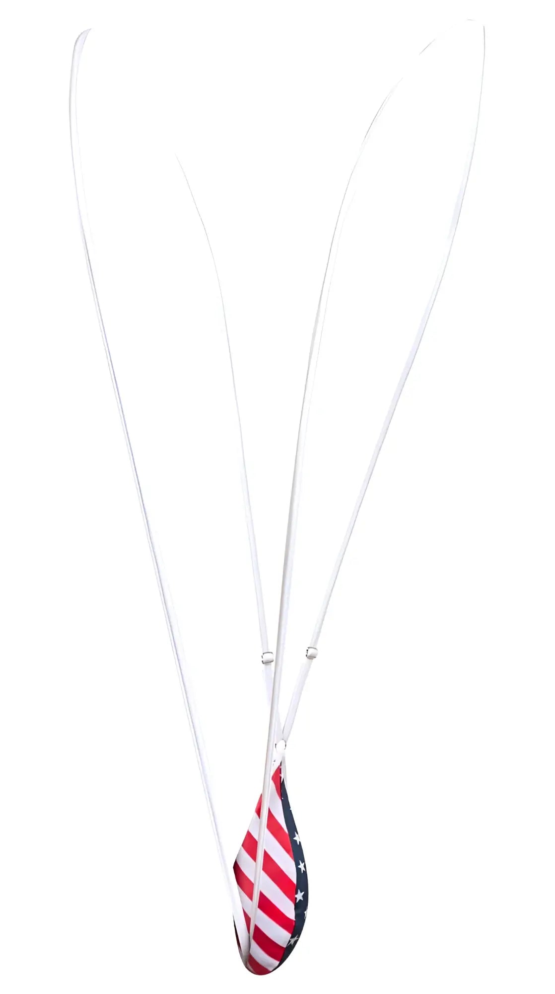 A teardrop pendant necklace by JUSTIN+SIMON XSJ04 sling featuring a red white and blue USA flag design