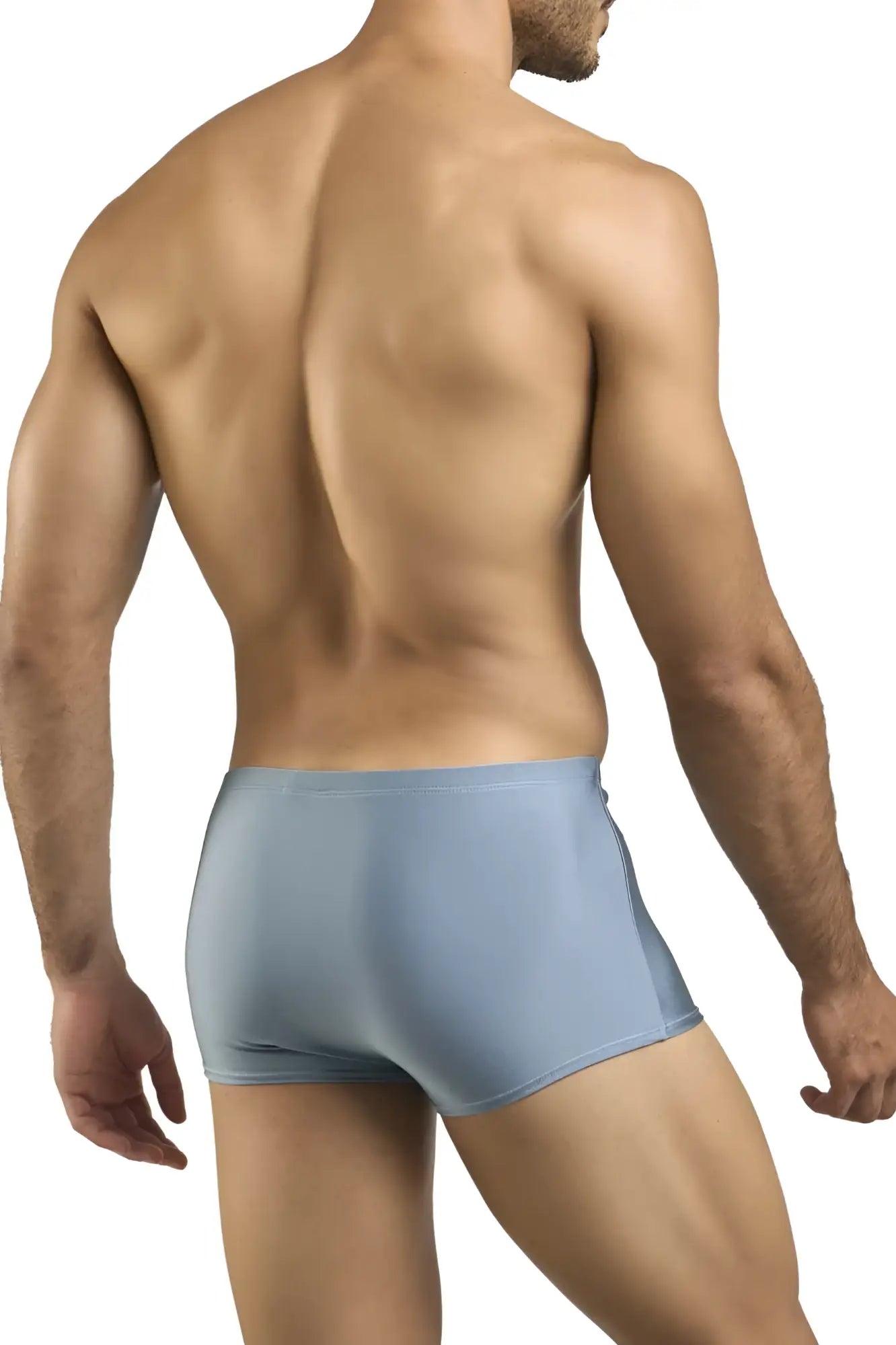Light blue form-fitting men’s briefs with smooth fabric finish from justin plus simon xsj08 classic boxer metal green collection