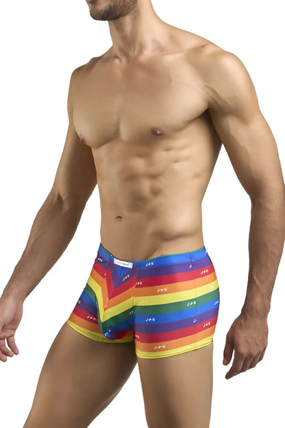 Justin simon xsj08 classic boxer color pride flag rainbow-striped men’s boxer briefs with chevron pattern and j+g logo