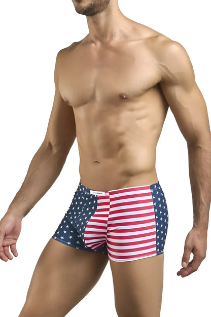Classic boxer briefs justin simon xsj08 in usa flag design with red white stripes and blue with white stars