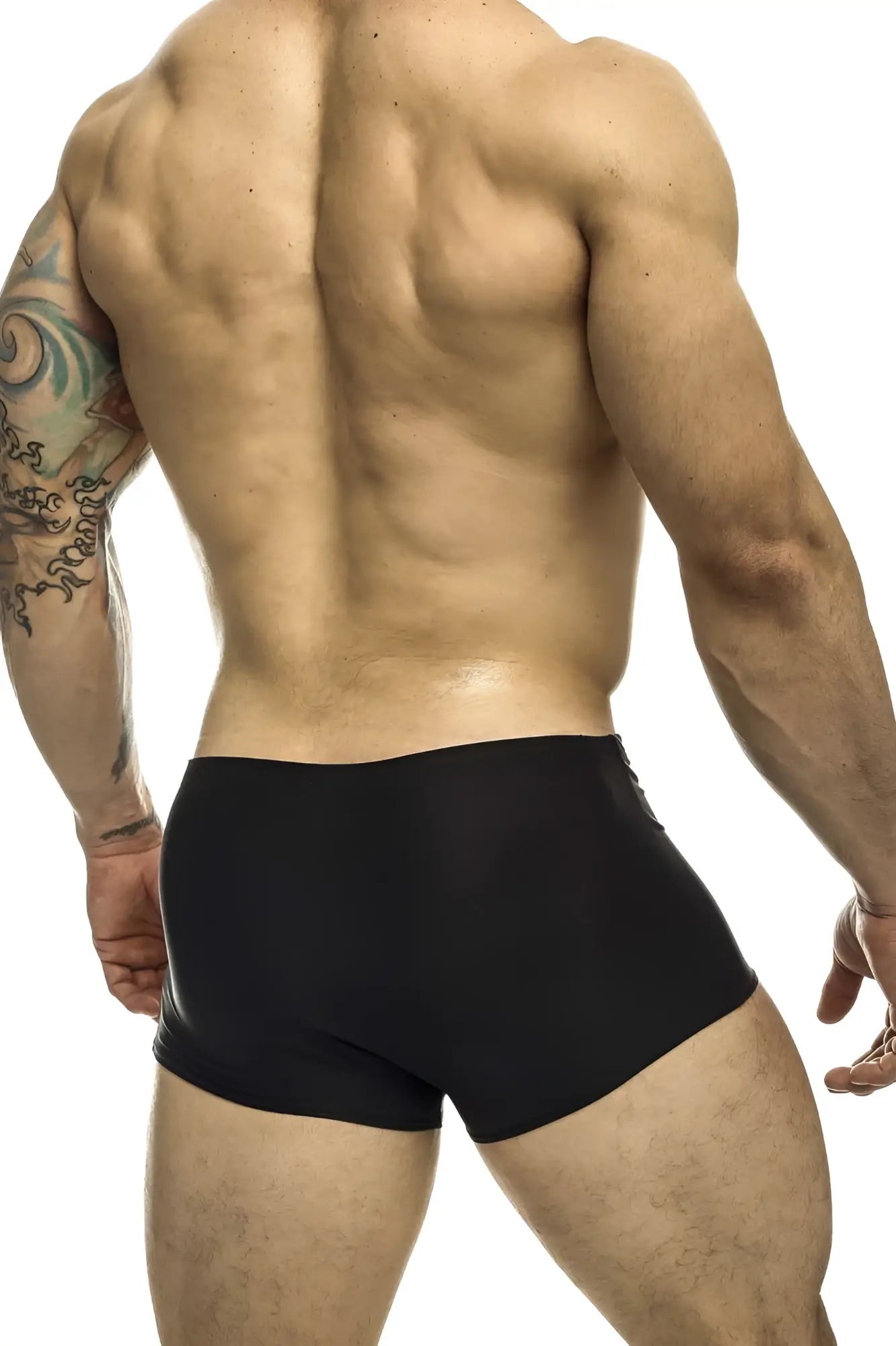 Black athletic briefs justin simon xsj08 classic trunks in smooth form-fitting material in black color