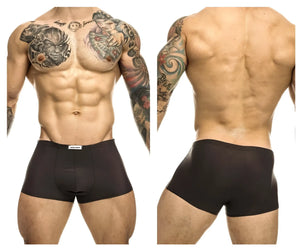 Black justin simon xsj08 classic trunks in gray with subtle brand tag on waistband in soft breathable fabric