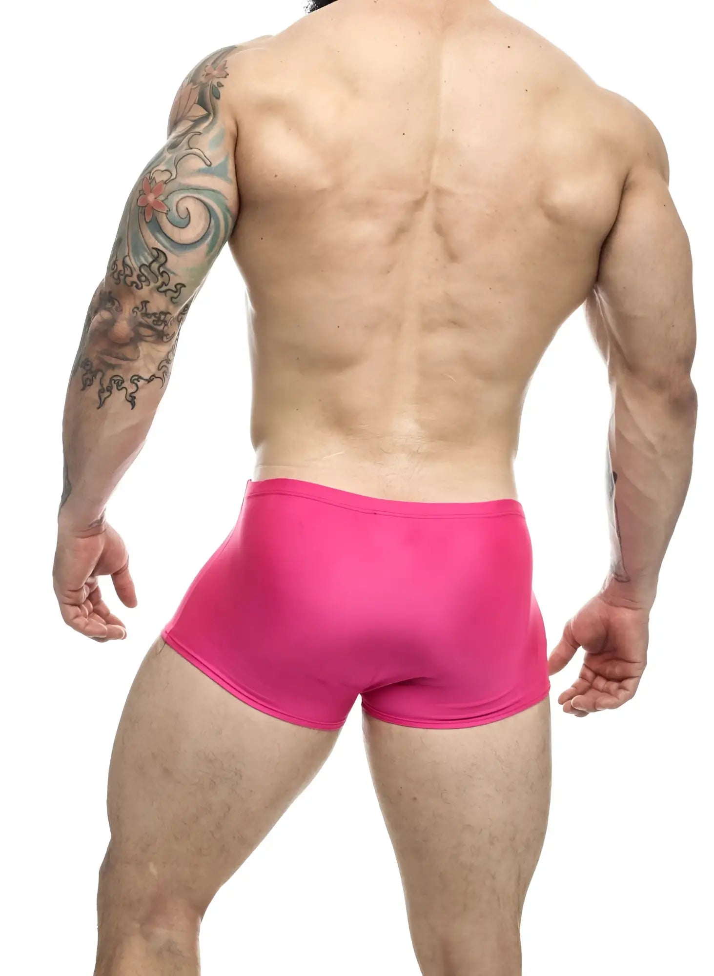 Justin Simon xsj08 classic trunks in hot pink featuring bright pink smooth form-fitting athletic fabric