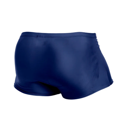 Justin+Simon XSJ08 classic trunks in royal blue feature a smooth shiny fabric finish perfect for swimming