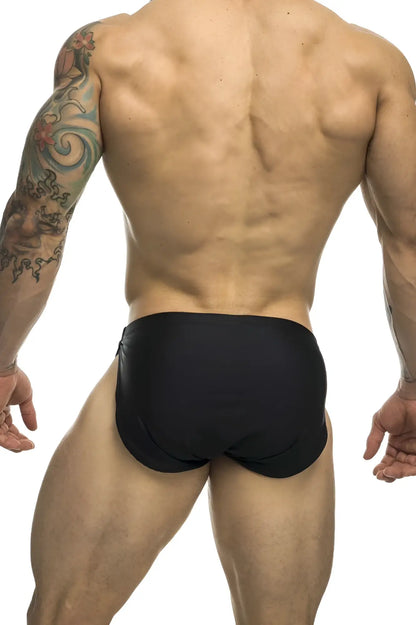 Black justin+simon xsj09 running shorts made of form-fitting material ideal for active use