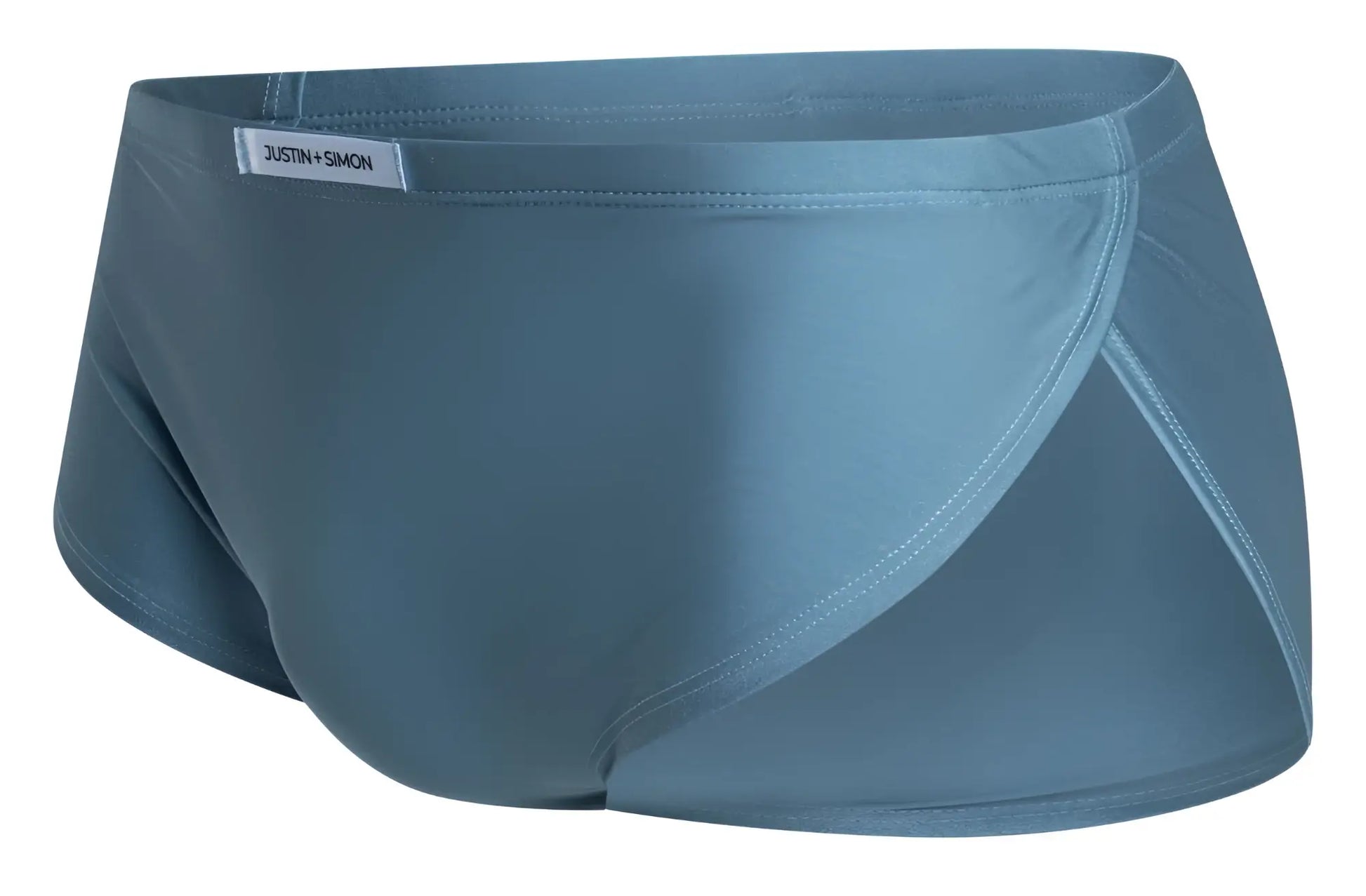 Teal-colored sleek men’s briefs by justin + simon designed for running in metal green color xsj09 model