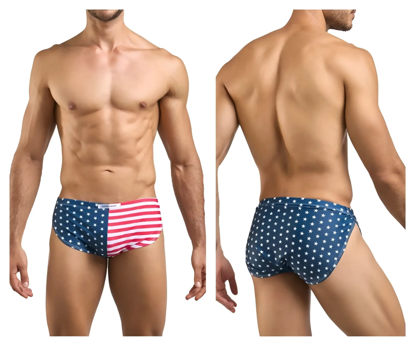 Justin simon xsj09 running shorts usa flag with blue and red american flag-themed stars on stretchy fabric